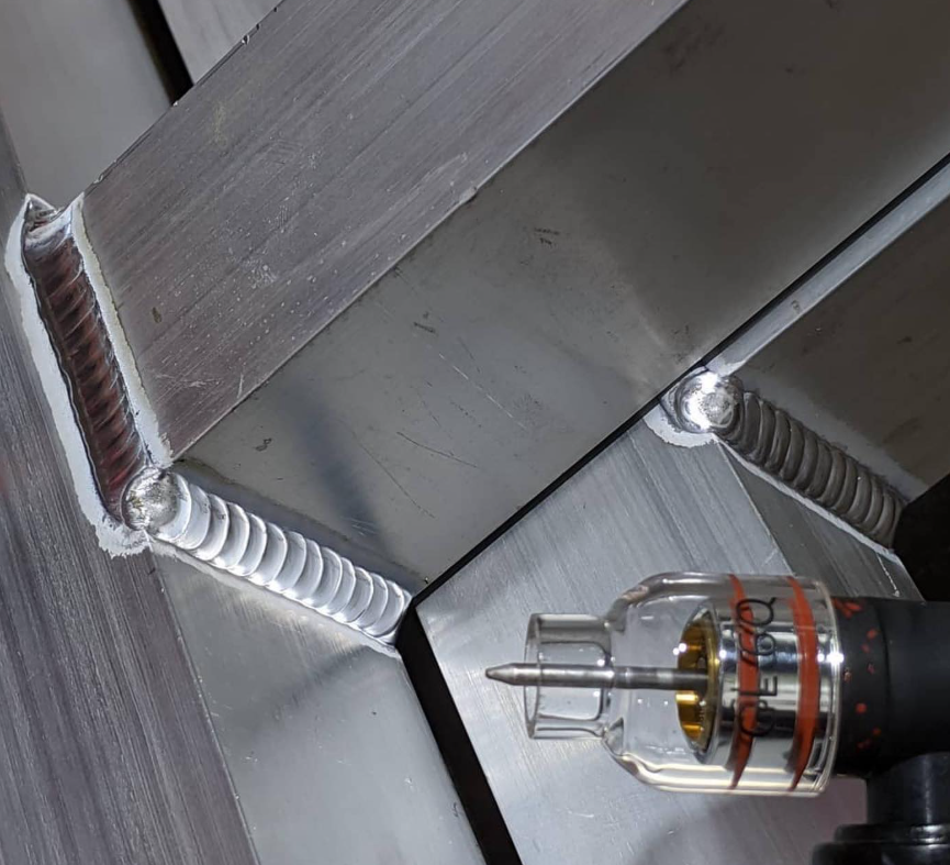 aluminium tig weld with clear cup using tig foot pedal control